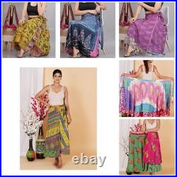 Wholesale Lot of 50Pcs Vintage Silk Sari Magic Wrap Skirt Beach Wear skirt Dress
