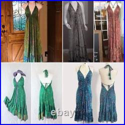 Wholesale Lot of PC 30 Indian Women Dress Free Size Maxi Assorted Silk Dress