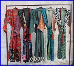 Wholesale Lot of Sari Silk Kimono Indian Women Wear Dress Bohemian Robe Gown