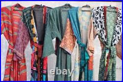 Wholesale Lot of Sari Silk Kimono Indian Women Wear Dress Bohemian Robe Gown