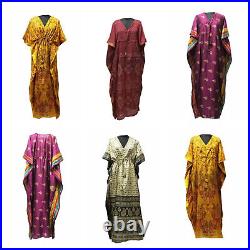 Wholesale Lot of Women Old Recycle Silk Saree Kaftan Handmade Long Caftan Maxi