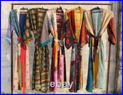 Wholesale Lot of Women Wear Kimono Vintage Silk Sari Bathrobe Dressing Gown