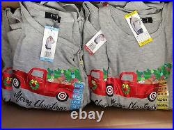 Wholesale Lot of Womens Modern Canvas Holiday Tops Merry Christmas Brand New
