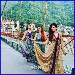 Wholesale Lot vintage silk sari dress summer dress multicolor Handmade bohemian