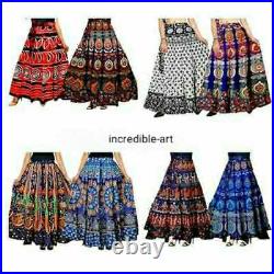 Wholesale Pack of Indian Women Cotton Printed Long Wrap Skirts Gypsy Skirts