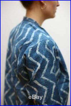 Wholesale Vintage Blockprint Indigo Kantha Cotton Jacket Indian Handmade Coat