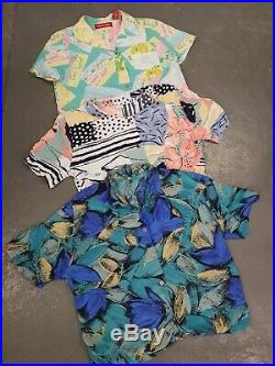 Wholesale Vintage crazy pattern short 80's 90s womens blouses shirts x 50