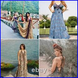 Wholesale handmade Women Casual Indiabn Sari Silk Long Magic Becah Dress