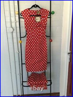 Wholesale joblot Doghouse Vintage dotty wiggle dress, Red x10. Full size range