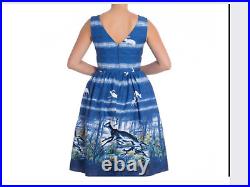 Wholesale joblot Hell Bunny blue day dress x10. Stags/ deers print mix sizes