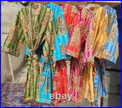 Wholesale lot 100PC Tiger print cotton robe gown Hippie women maxi kimono dress