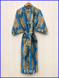 Wholesale lot 100PC Tiger print cotton robe gown Hippie women maxi kimono dress