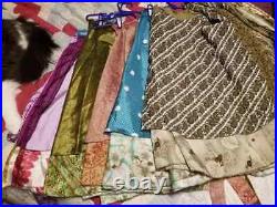 Wholesale lot 30pc Indian Vintage Reversible Long Silk 2 layer magic wrap skirts