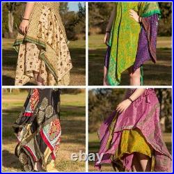 Wholesale lot 30pc Indian Vintage Reversible Long Silk 2 layer magic wrap skirts