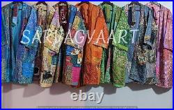 Wholesale lot of Silk kantha patchwork quilted jacket Silk boho pure silk jacket