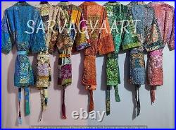 Wholesale lot of Silk kantha patchwork quilted jacket Silk boho pure silk jacket