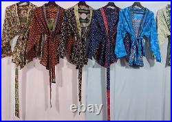 Wholesale silk Sari Kimono Indian Silk Kimono Robe's, Women's Wear Beach dress