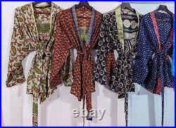 Wholesale silk Sari Kimono Indian Silk Kimono Robe's, Women's Wear Beach dress