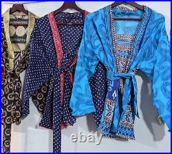 Wholesale silk Sari Kimono Indian Silk Kimono Robe's, Women's Wear Beach dress