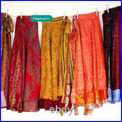 Women Gypsy Hippie Saree Indian Wholesale lot Vintage Silk Skirts Dress Bohemian