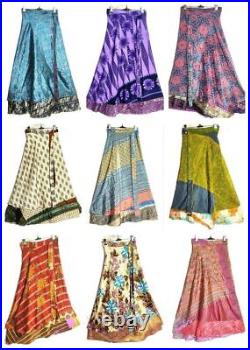 Women Gypsy Hippie Saree Indian Wholesale lot Vintage Silk Skirts Dress Bohemian