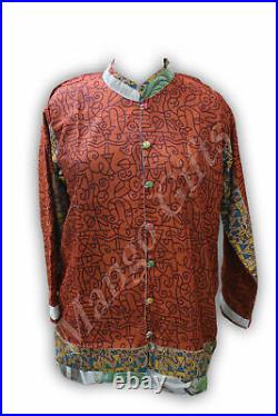 Women Wear Indian Silk Sari Tunic Top Boho Vintage Clothing Wholesale Lot 25 Pcs