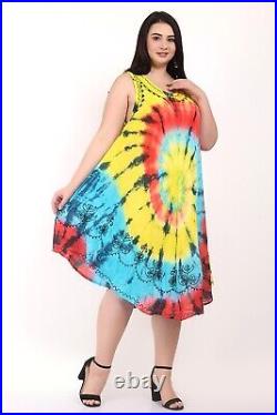 Women's Circle Tie Dye Sleeveless Casual Umbrella Dress Wholesale Lot Mix Color