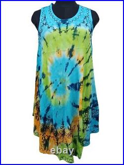 Women's Circle Tie Dye Sleeveless Casual Umbrella Dress Wholesale Lot Mix Color