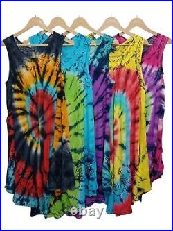 Women's Circle Tie Dye Sleeveless Casual Umbrella Dress Wholesale Lot Mix Color