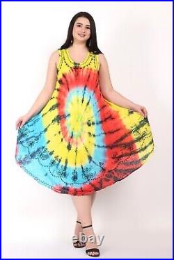 Women's Circle Tie Dye Sleeveless Casual Umbrella Dress Wholesale Lot Mix Color