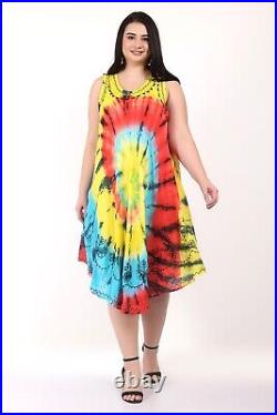 Women's Circle Tie Dye Sleeveless Casual Umbrella Dress Wholesale Lot Mix Color