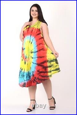 Women's Circle Tie Dye Sleeveless Casual Umbrella Dress Wholesale Lot Mix Color