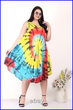 Women's Circle Tie Dye Sleeveless Casual Umbrella Dress Wholesale Lot Mix Color