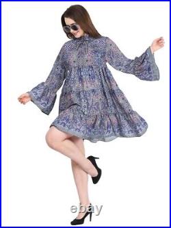 Women's Long Sleeve Floral Print Short Silk Dress Wholesale Assorted