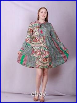 Women's Long Sleeve Floral Print Short Silk Dress Wholesale Assorted