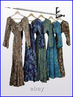 Women's Long Sleeve/V Neck/Boho/Floral Print Dress wholesale Assorted 10 pcs